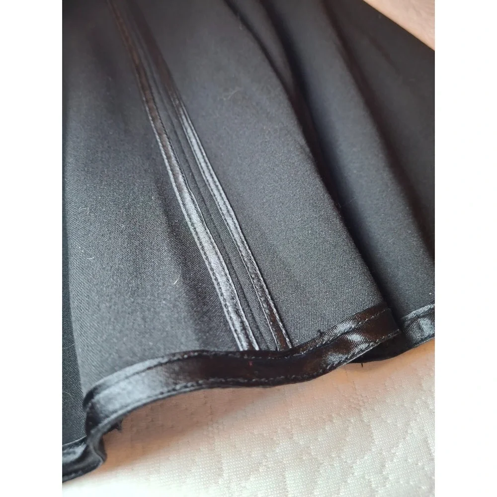 Dalia Womens Size 14 A-Line Skirt Black Satin Ribbon Trim Paneled Knee‎ Length